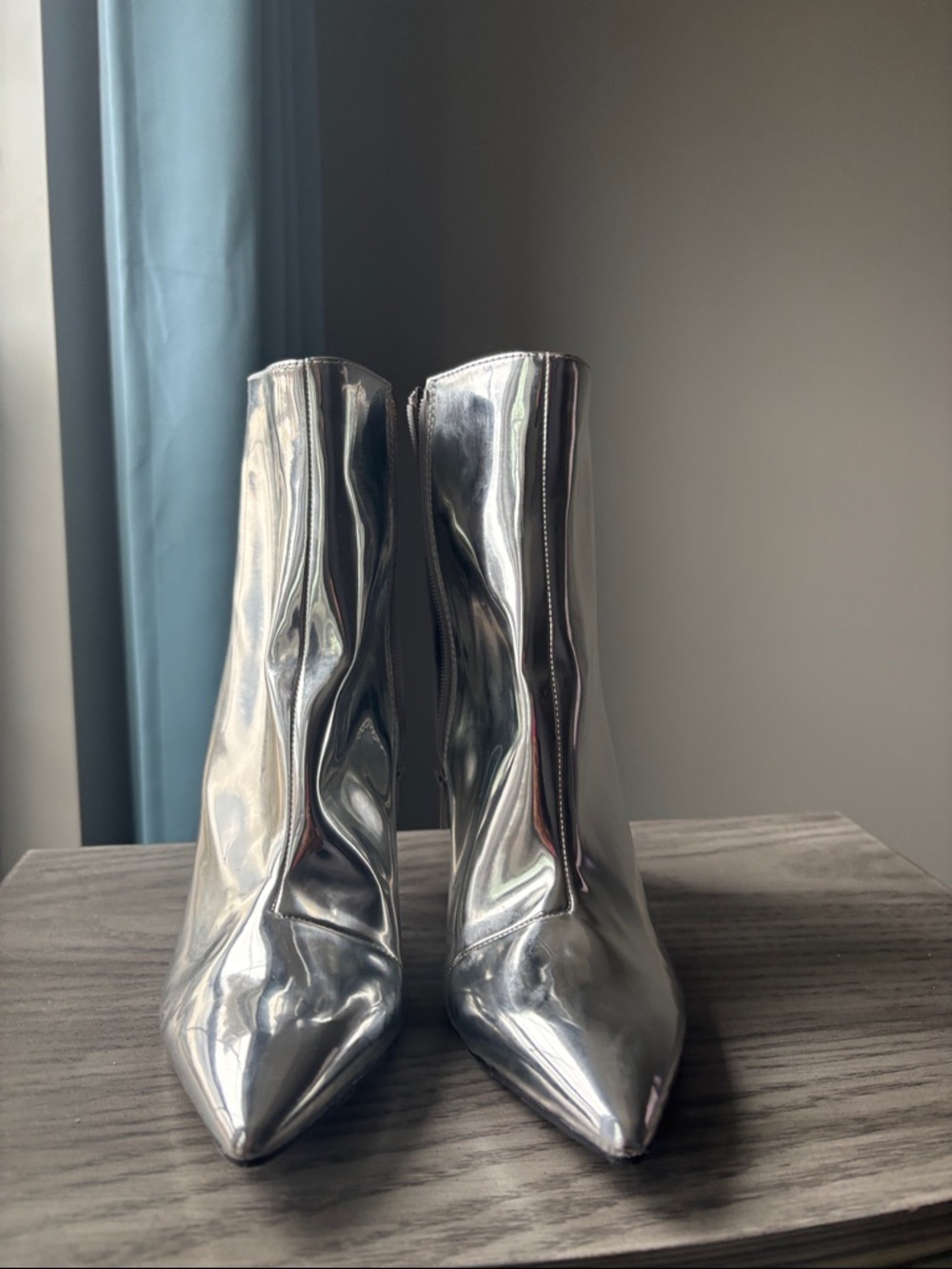 Thalia Sodi Metallic Silver Pointed-Toe Ankle Boots